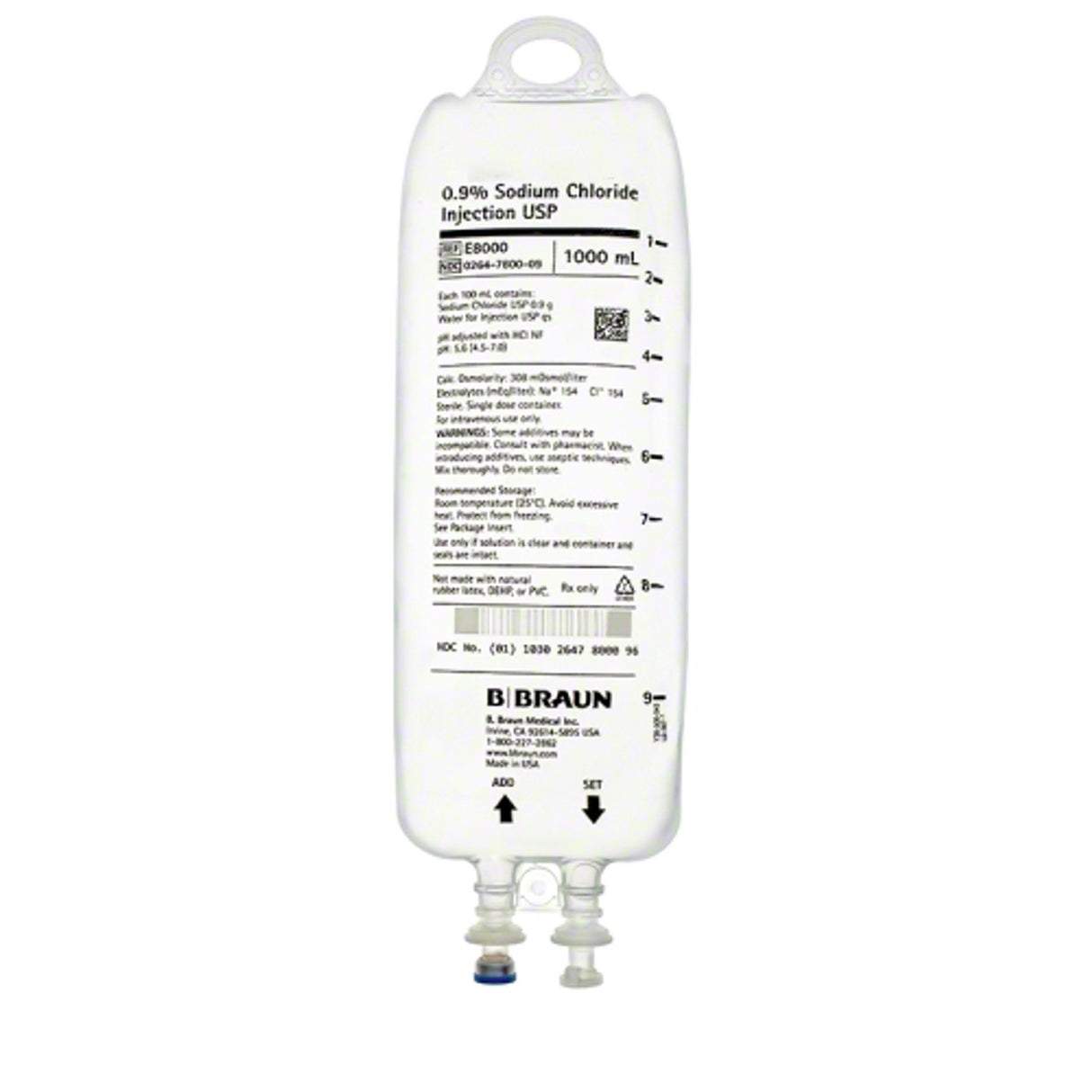 0.9% Sodium Chloride Injection IV bag USP - 1000 mL