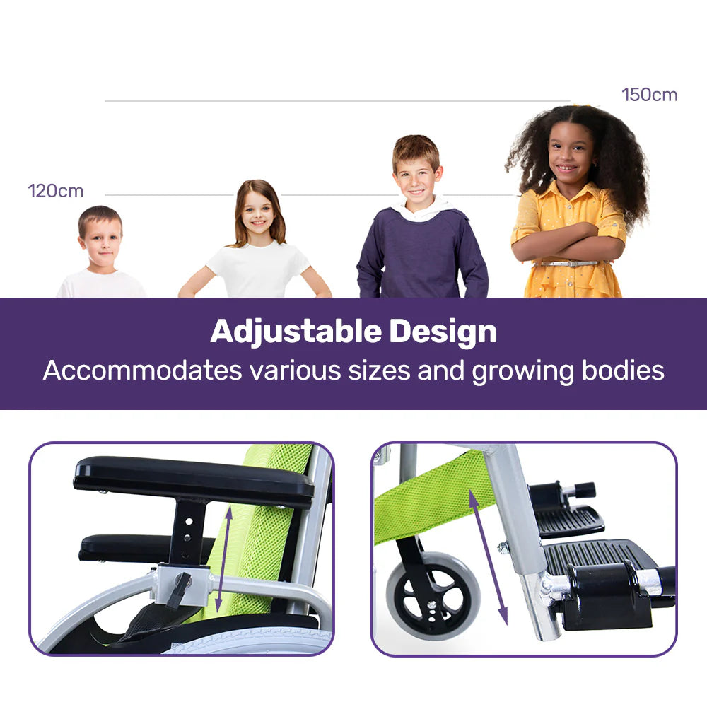 Kids Premium Paediatric Wheelchair Upto 75kg - Green