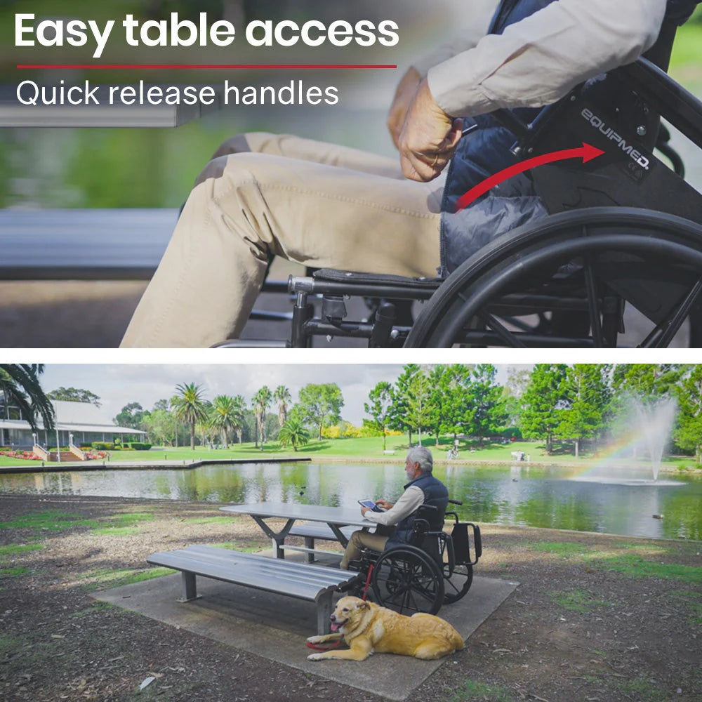 XL-Wide Quick-Folding Wheelchair 136kg Capacity - Black
