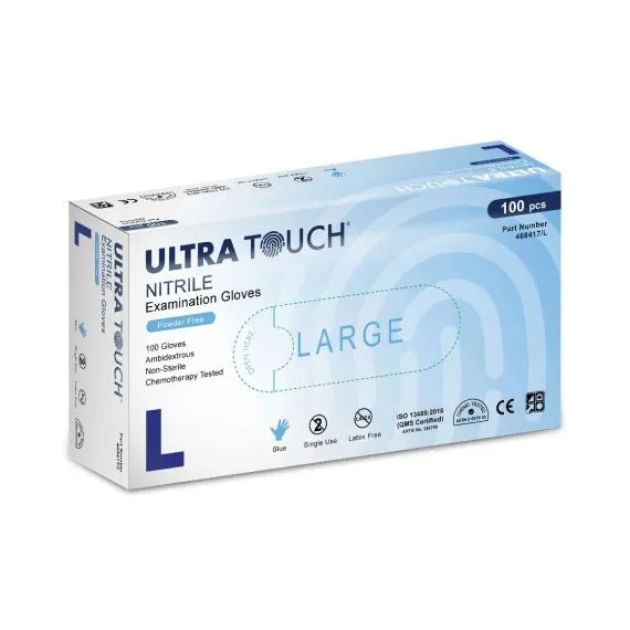 Ultra Touch Blue Nitrile Powder Free Gloves (10/Boxes)