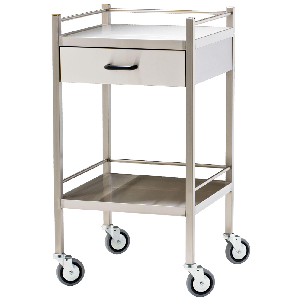 Medium Stainless Steel Trolley with Drawer 60 x 50 x 97cm