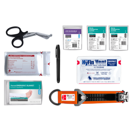 RAPIDSTOP Tactical Bleed Control Kit 13 x 18 x 8cm + Bonus EMS Roll
