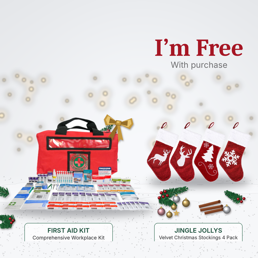 OSH Workplace First Aid Kit 10 Person + Free Christmas Stockings 4 Pack