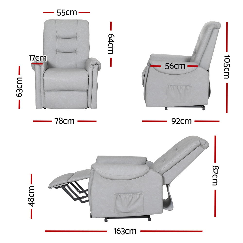 Artiss Lift Recliner Chair 155° - Grey