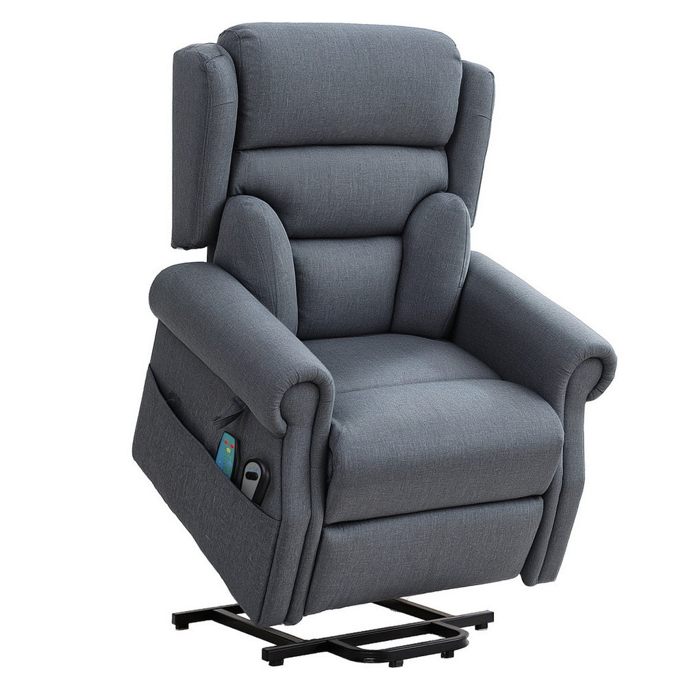 Artiss Lift Recliner Chair 8-Point Heated Massage 130° - 150kg - Grey