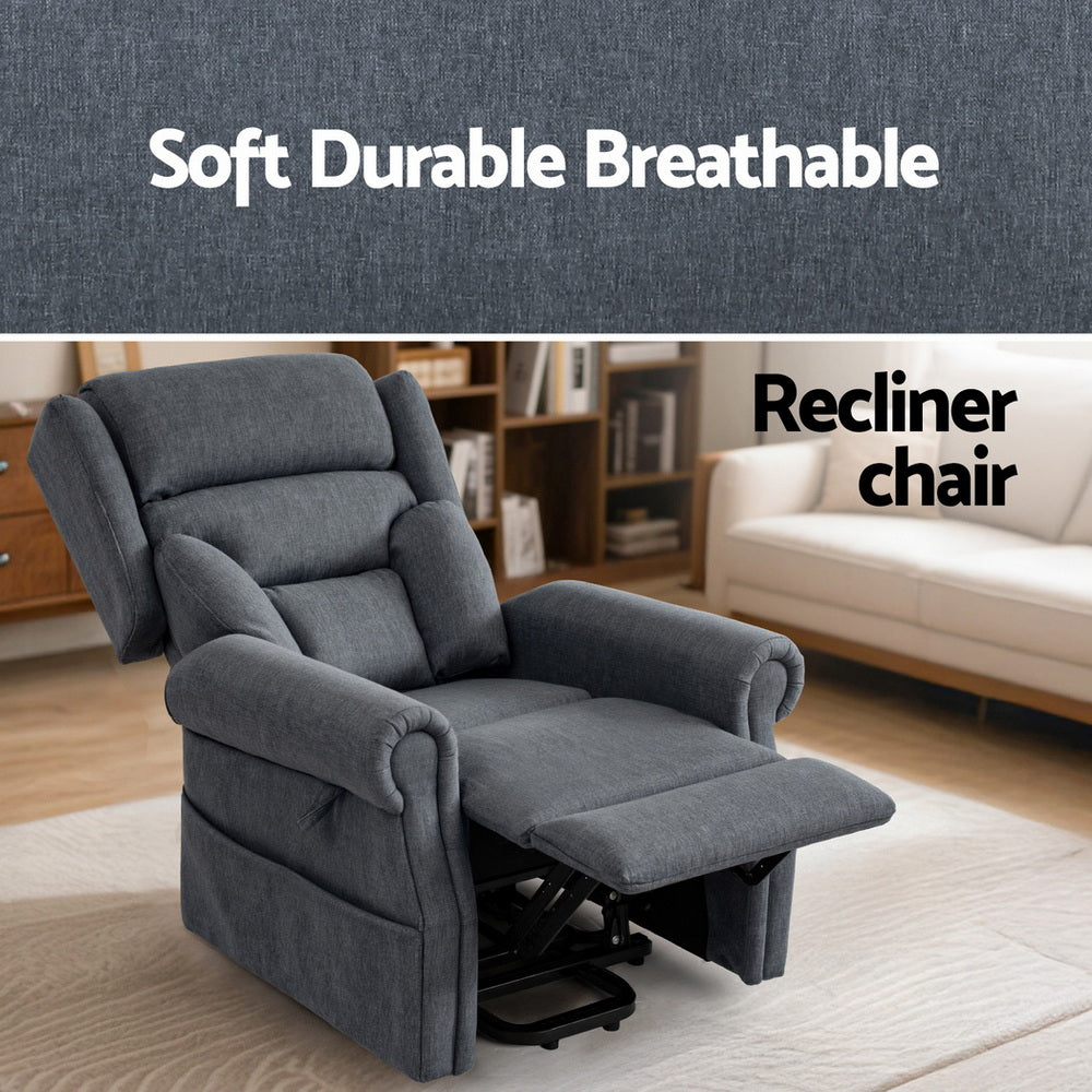 Artiss Lift Recliner Chair 8-Point Heated Massage 130° - 150kg - Grey