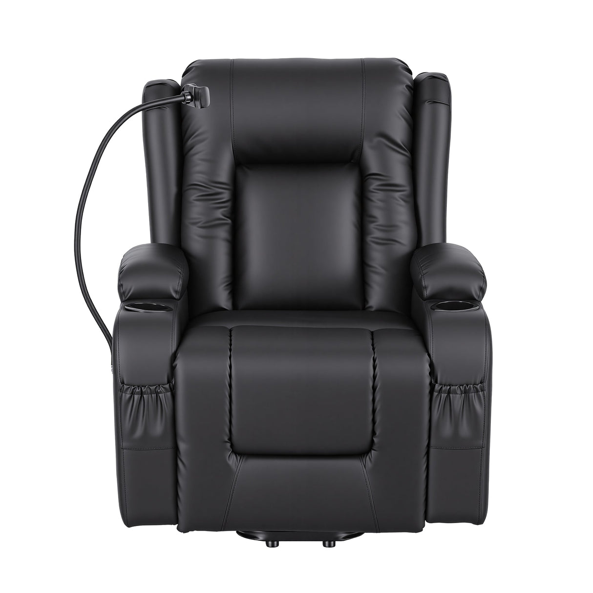 Artiss Lift Recliner Chair 8-Point Heated Massage USB Charging Port Phone Holder 135° Recline PU Leather Black