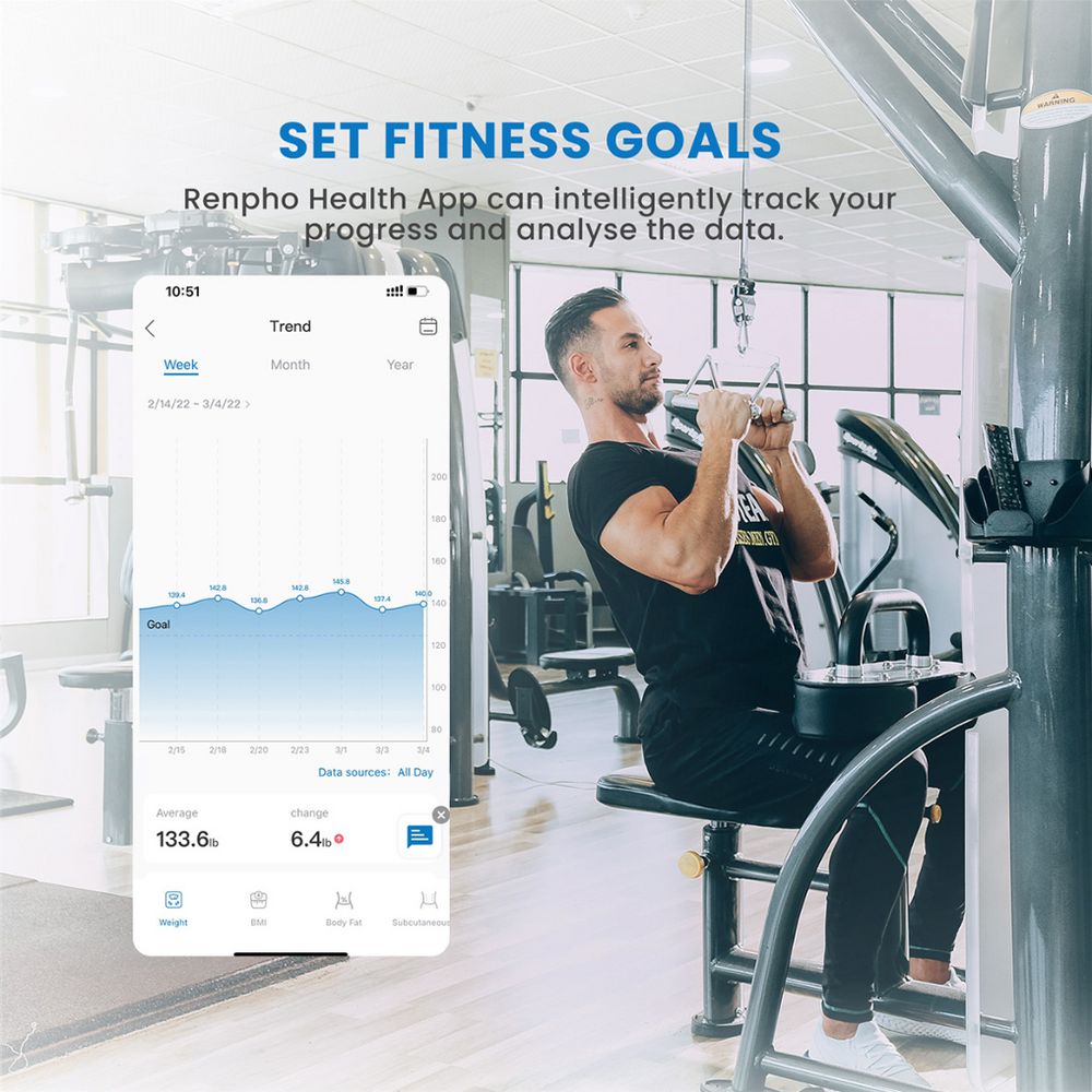 RENPHO Smart Body Composition Scale, Black, 180 kg Capacity