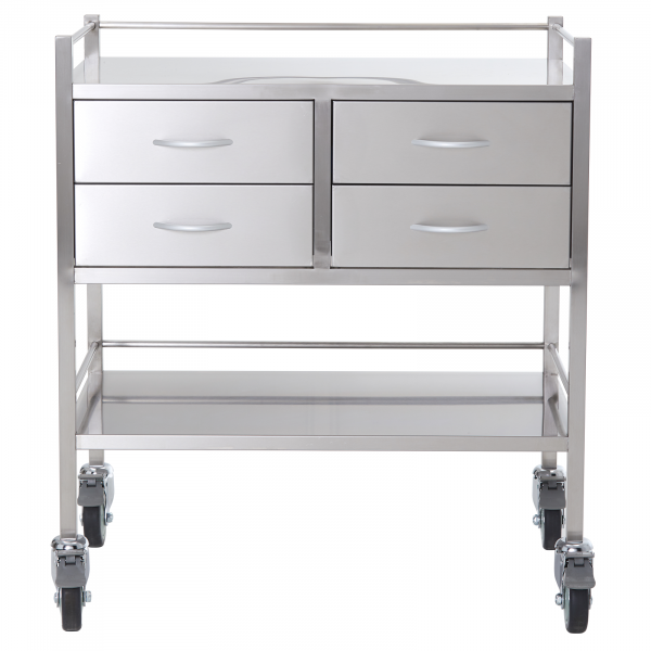 Stainless Steel Double Trolley Four Drawer (Two Over Two)