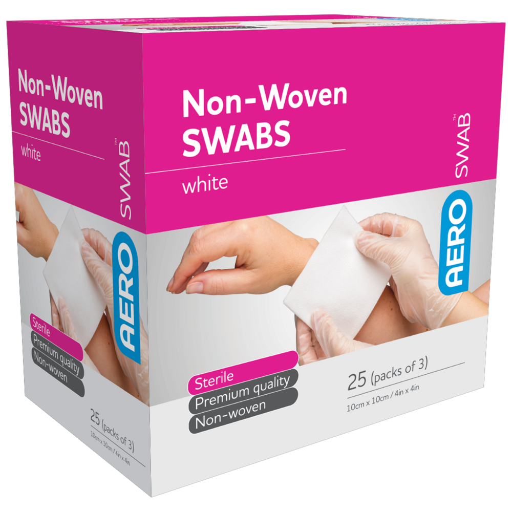 Sterile White Non-Woven Swab 10 x 10cm (Packs of 3)