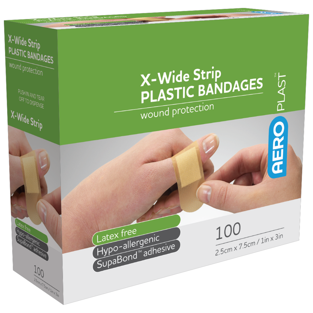 Plastic X-Wide Strip 7.5 x 2.5cm Box/100