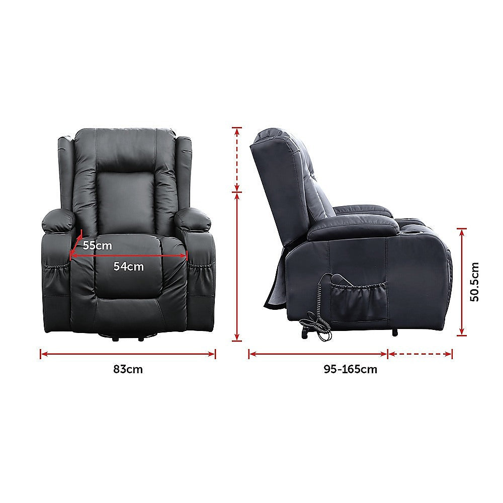 Palermo Electric Lift Recliner Chair - 150kg Black