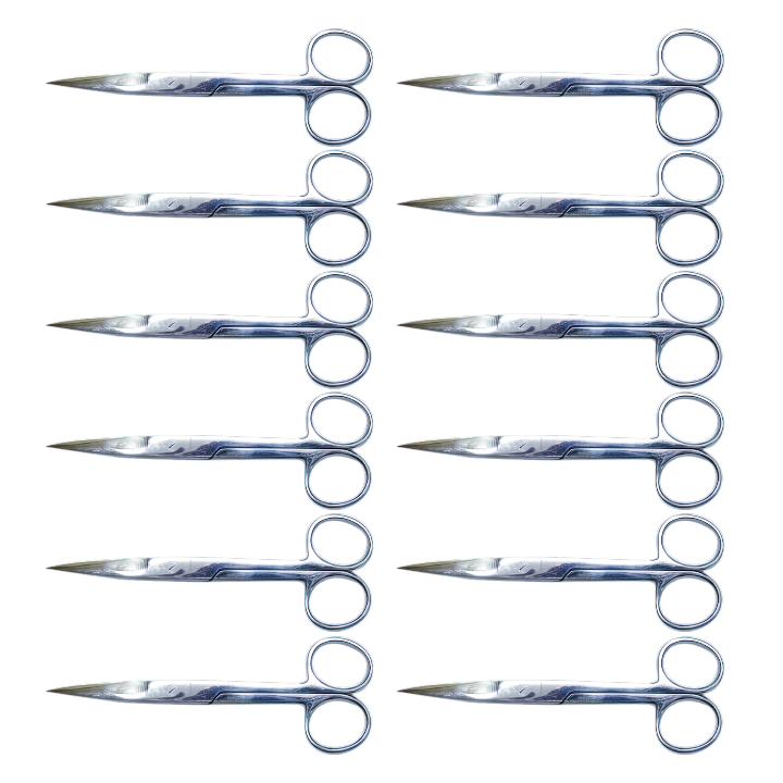 Medical Scissors Stainless Steel 13cm Sharp/Sharp 12/Pk