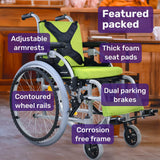 Kids Premium Paediatric Wheelchair Upto 75kg - Green