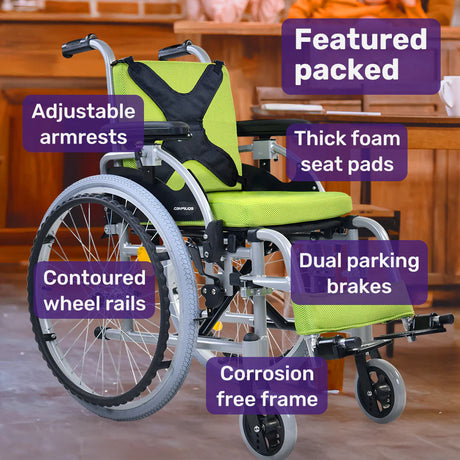 Kids Premium Paediatric Wheelchair Upto 75kg - Green