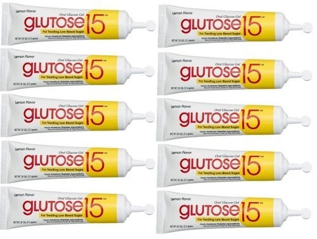 10 x Glutose 15 Oral Glucose Gel Lemon 37.5g