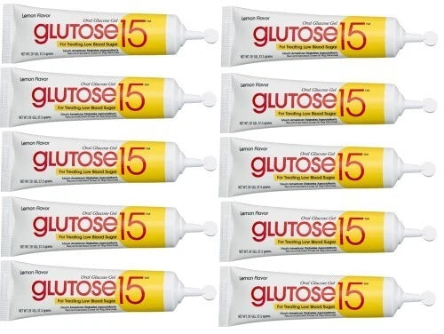 10 x Glutose 15 Oral Glucose Gel Lemon 37.5g