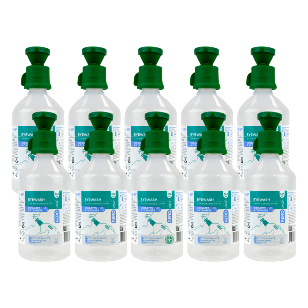 AEROWASH Eyewash Bottle 500mL 10/pk