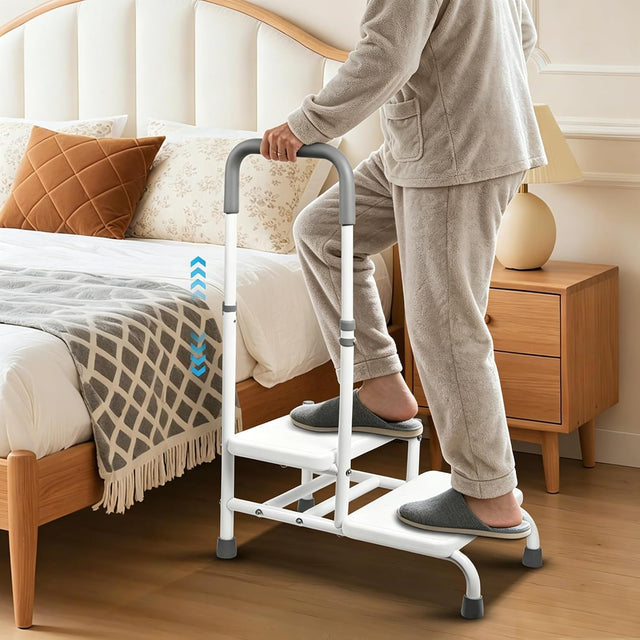 2-Step Stool with Handle for Elderly & Adults
