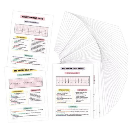 40pcs Ecg Rhythm Flash Cards - Cheat Sheets