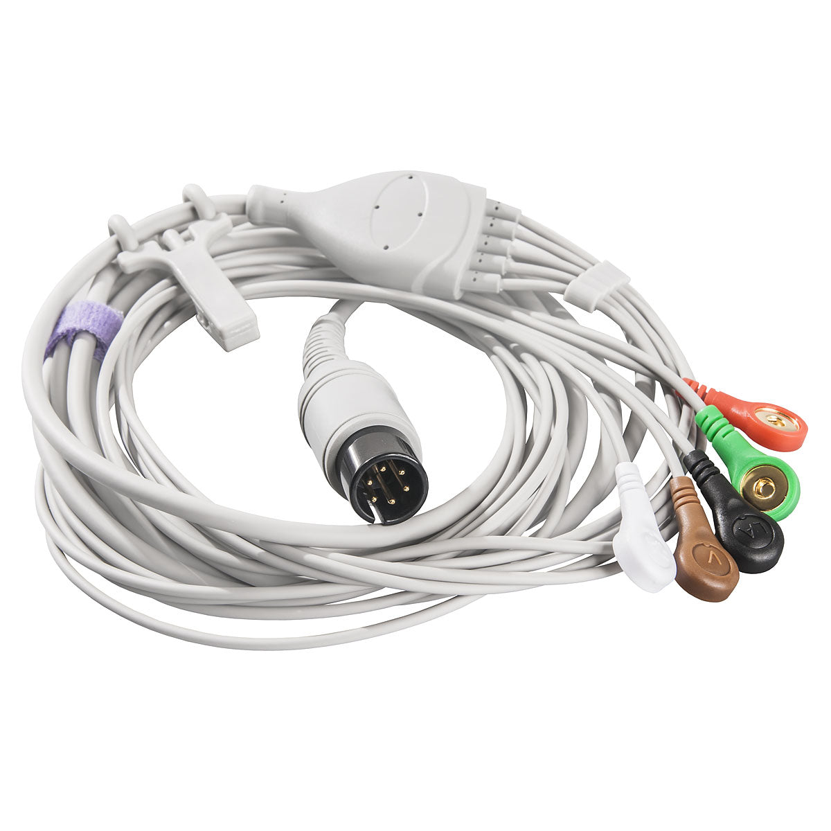 Direct-Connect ECG 5-Leads Snap Cable — AHA Coded, Latex-Free, 6-Pin ...