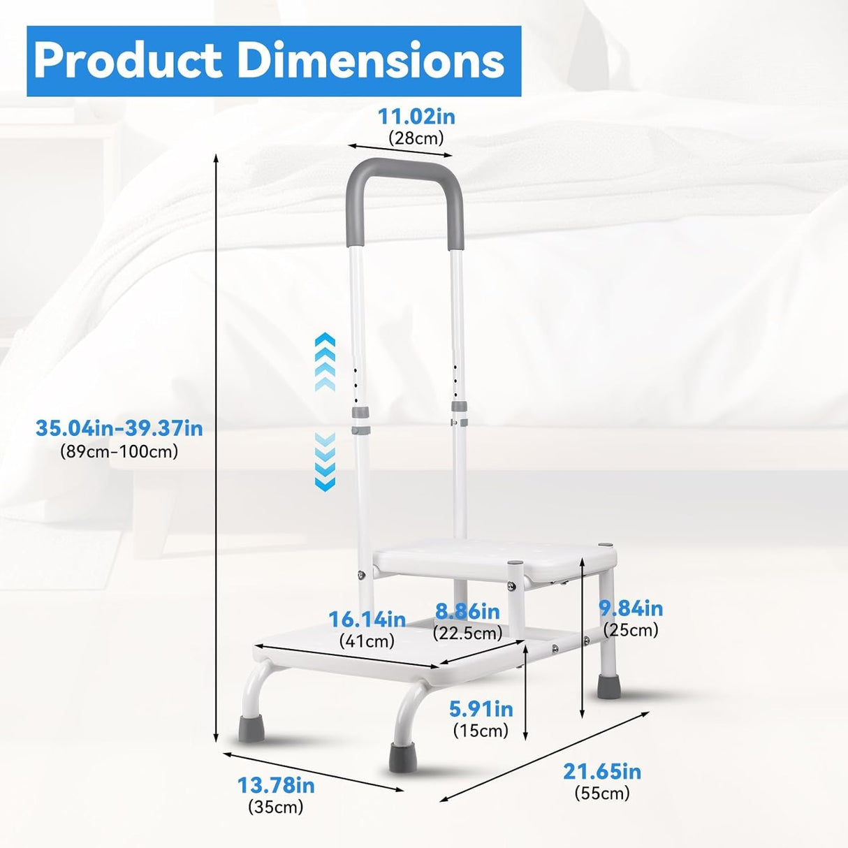 2-Step Stool with Handle for Elderly & Adults