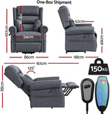 Electric Power Lift Recliner Chair with Massage & Lumbar Heat (Fabric Grey)