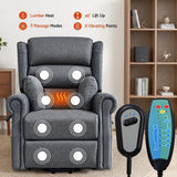 Electric Power Lift Recliner Chair with Massage & Lumbar Heat (Fabric Grey)