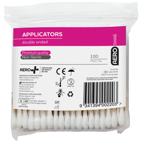 7.5cm Bamboo Double End Applicators Bag/100