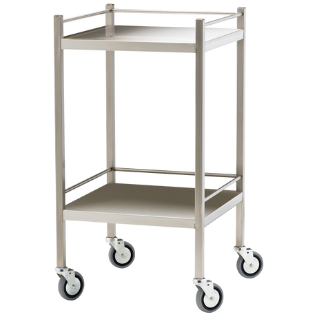 Small Stainless Steel Trolley with Rails 50 x 50 x 97cm