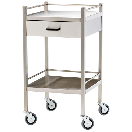 Medium Stainless Steel Trolley with Drawer 60 x 50 x 97cm