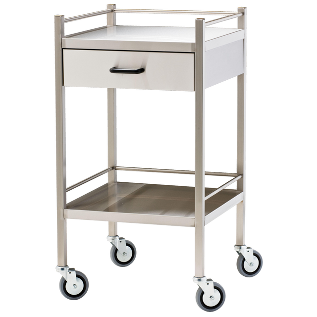 Medium Stainless Steel Trolley with Drawer 60 x 50 x 97cm