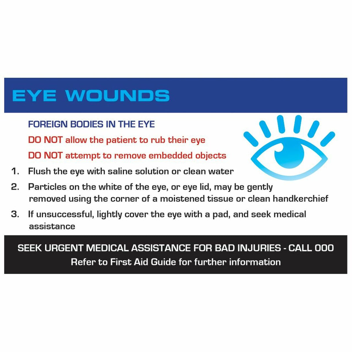 Eye Wound First Aid Card