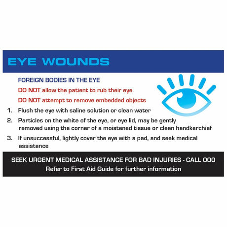 Eye Wound First Aid Card