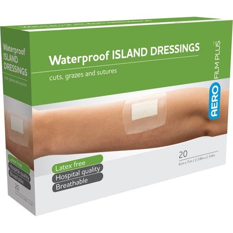 Waterproof Island Film Dressings 6cm x 7cm Box of 20