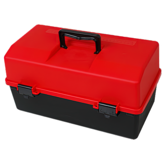 Red and Black Plastic First Aid Tacklebox with 6 Trays
