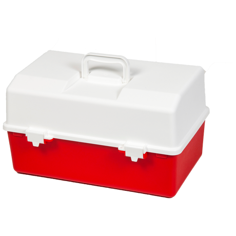 Red and White Plastic empty First Aid Tacklebox with 6 Trays