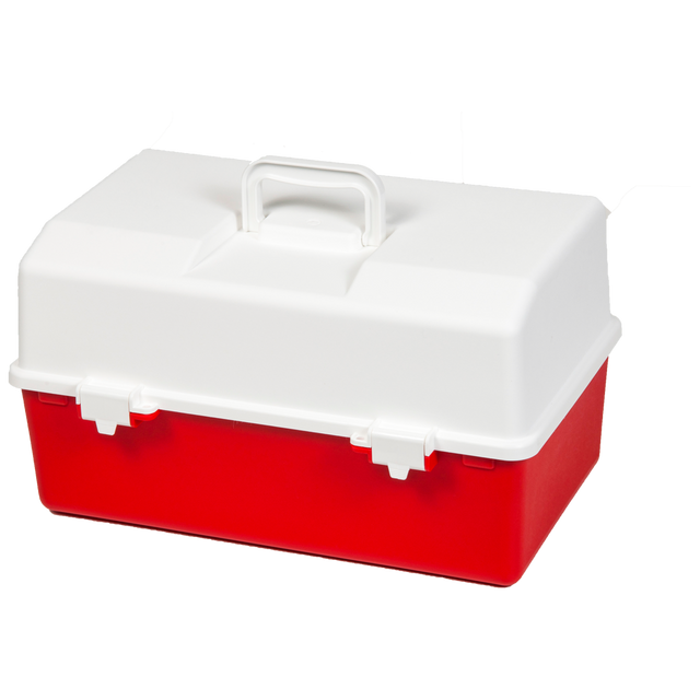 Red and White Plastic empty First Aid Tacklebox with 6 Trays