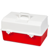 Red and White Plastic First Aid Tacklebox with 2 Tray 20 x 40 x 23cm