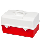 Red and White Plastic First Aid Tacklebox with 2 Tray 20 x 40 x 23cm