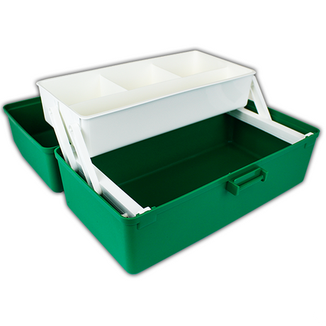 Green Plastic First Aid Tacklebox with 1 Tray 16 x 33 x 19cm