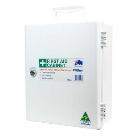Small Plastic First Aid Cabinet with Key 26 x 32 x 14cm