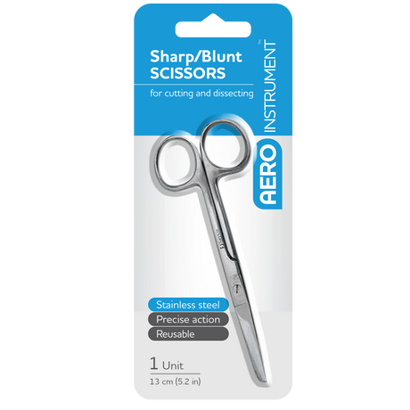 Stainless Steel Sharp/Blunt Scissors 13cm Card/1