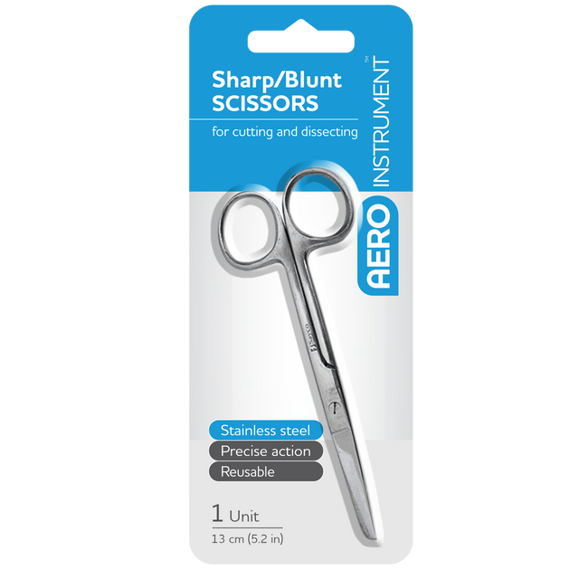 Stainless Steel Sharp/Blunt Scissors 13cm Card/1