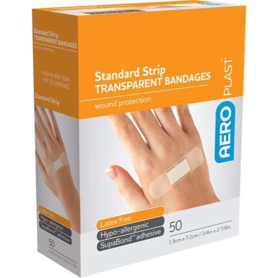 Transparent Standard Strip 7.2 x 1.9cm Box/50 - 12 Boxes
