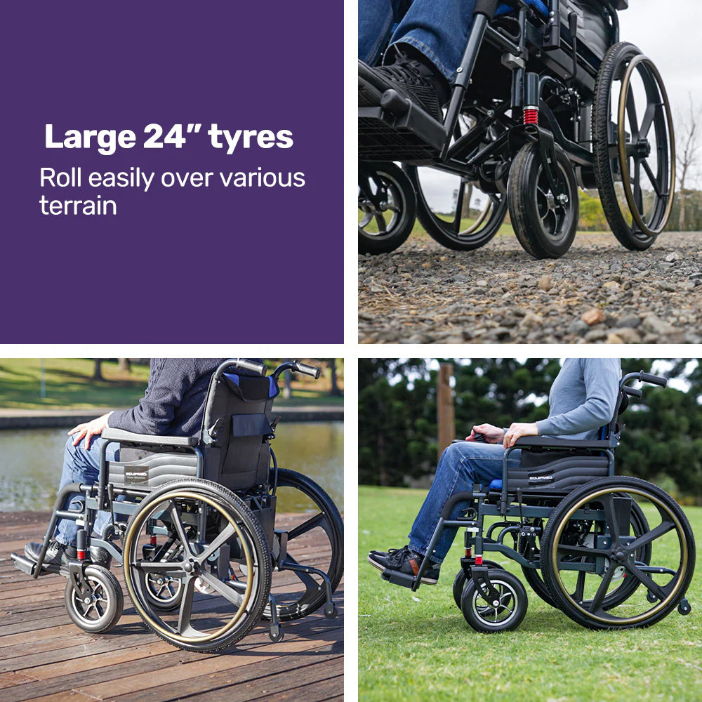 Folding Electric Wheelchair – 24" Wheels, Up to 130kg Load