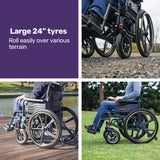 Folding Electric Wheelchair – 24" Wheels, Up to 130kg Load