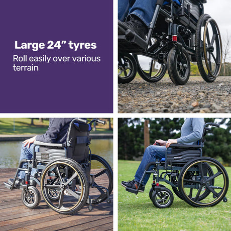 Folding Electric Wheelchair – 24" Wheels, Up to 130kg Load