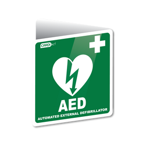 CARDIACT Poly AED Angle Bracket Sign 22.5 x 22.5cm