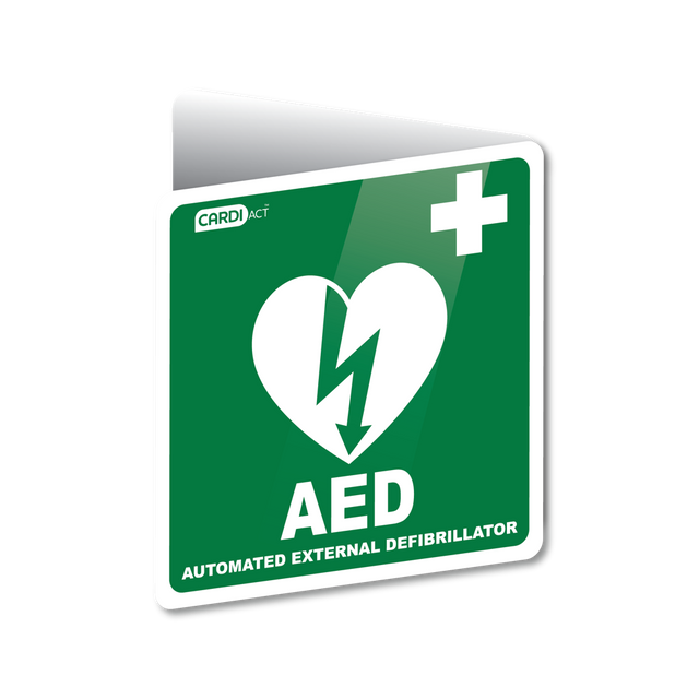 CARDIACT Poly AED Angle Bracket Sign 22.5 x 22.5cm